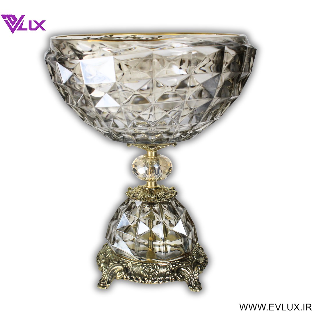 کاسه پایه دار شامپاینی لب طلا آکوامارین 72200W